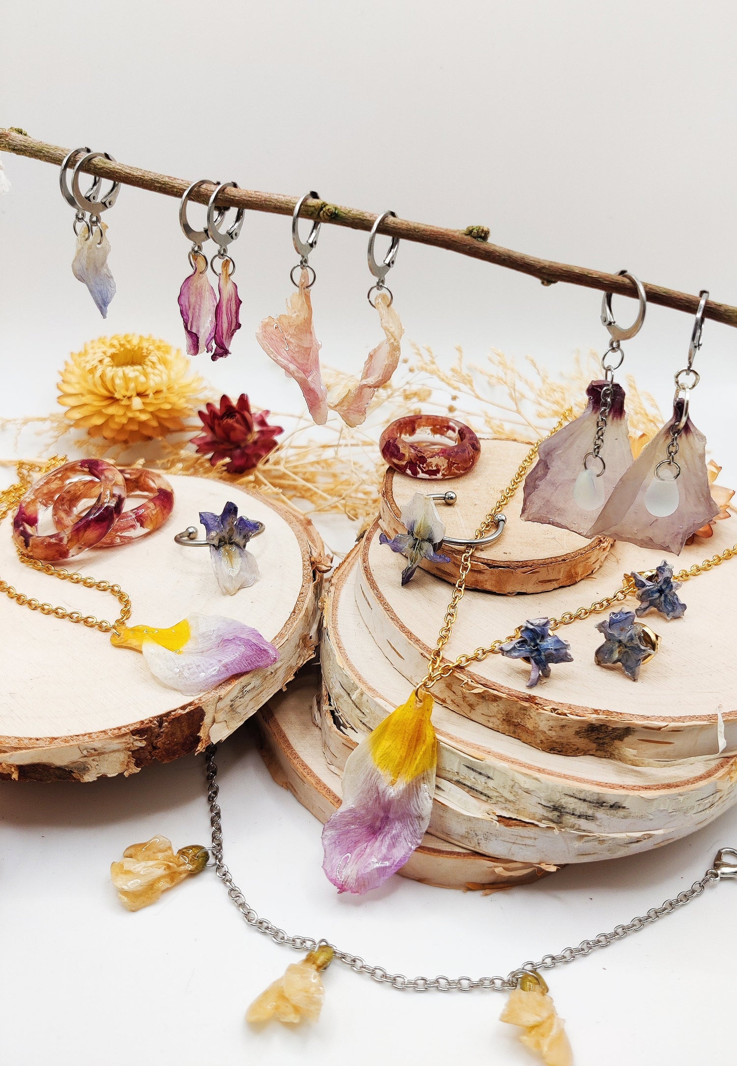 collection bijoux fleurs séchées