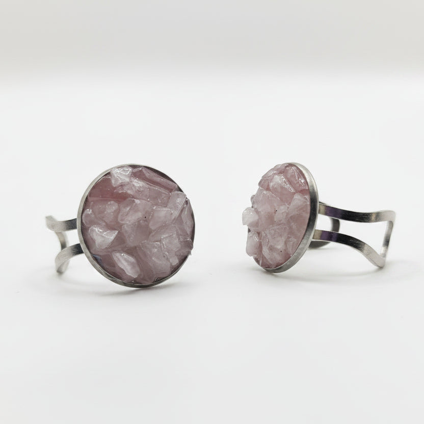 Cœur de Cristal - Bagues en quartz rose