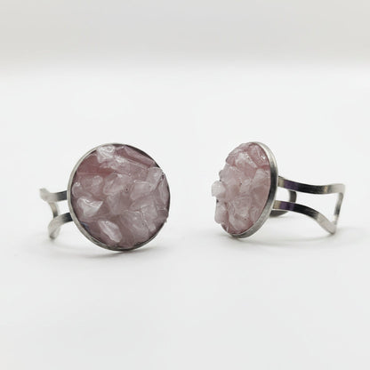 Cœur de Cristal - Bagues en quartz rose
