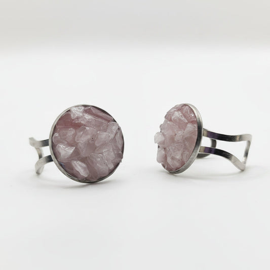 Cœur de Cristal - Bagues en quartz rose