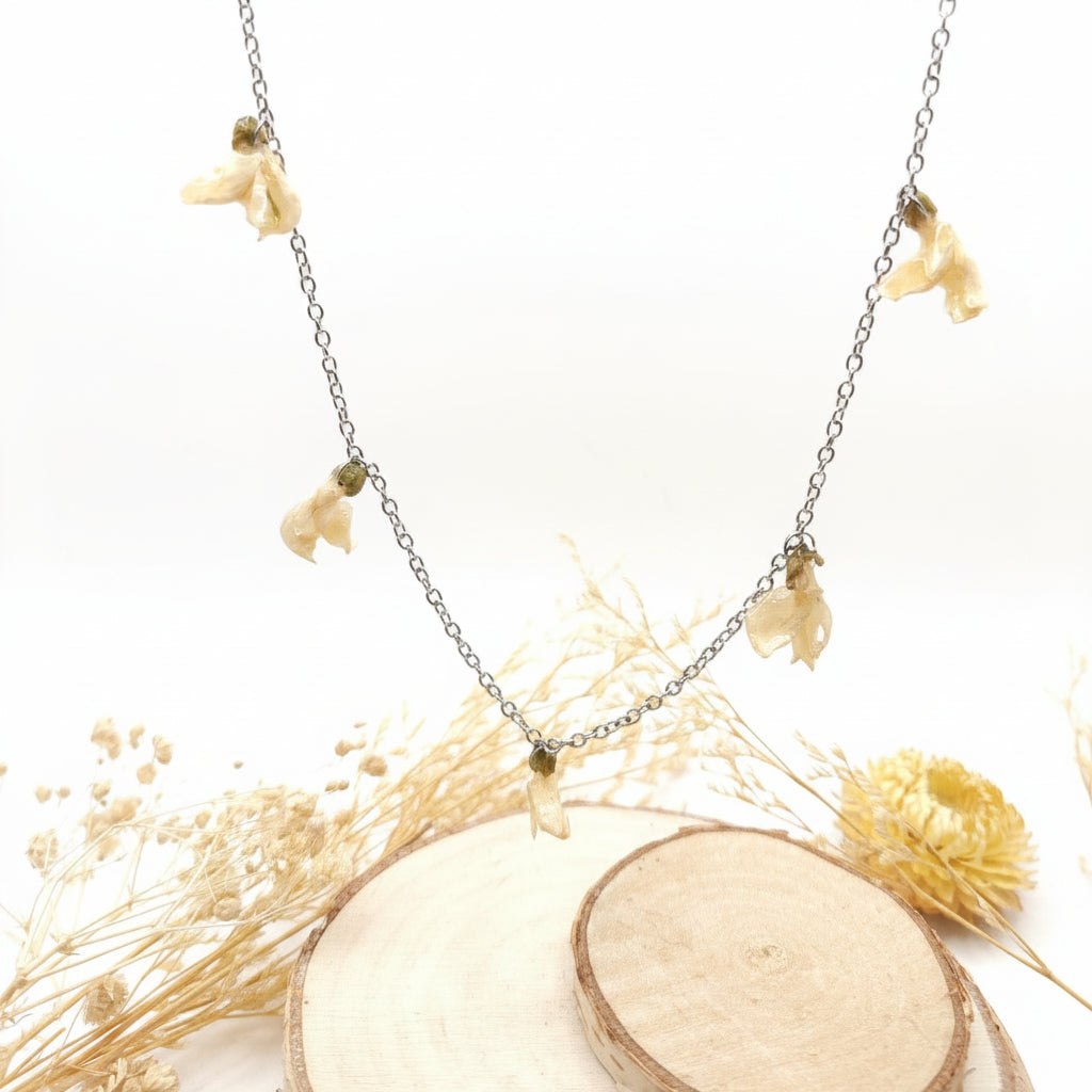 Gold acacia - Collier en pétales séchés