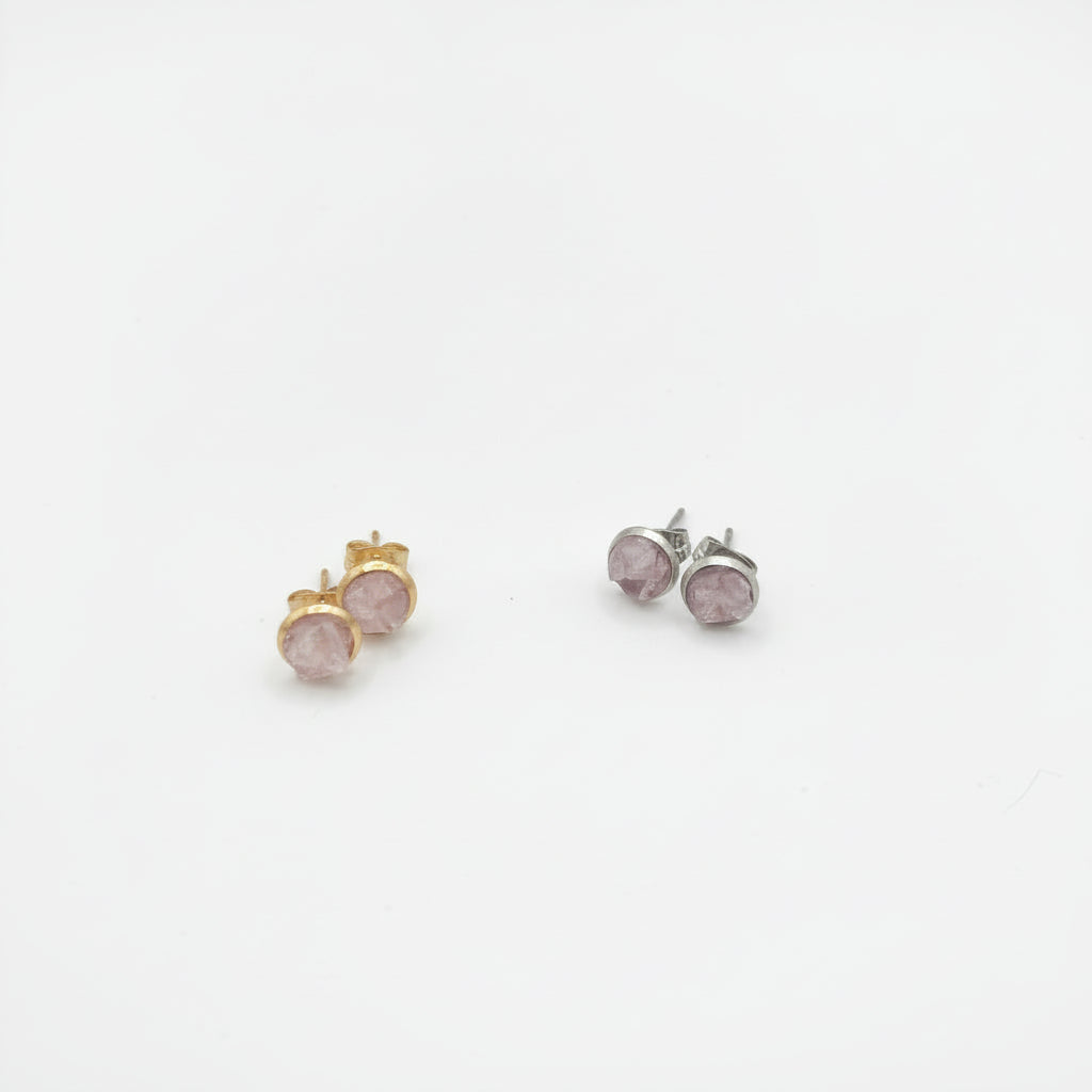 Perles de Rosée - Boucles d’oreilles en quartz rose