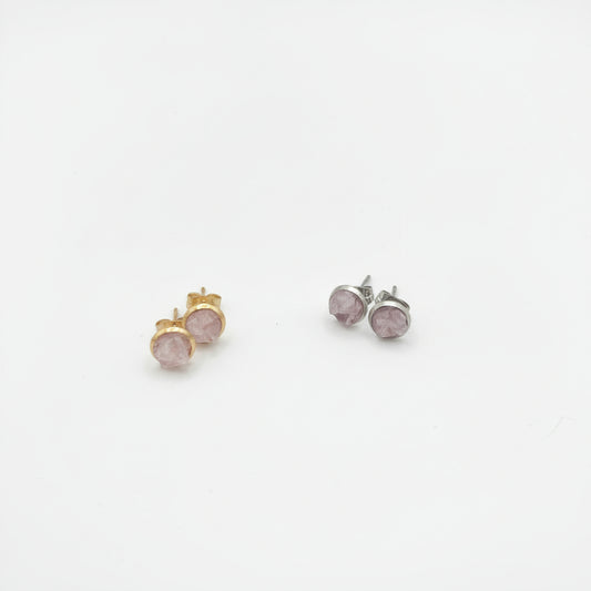 Perles de Rosée - Boucles d’oreilles en quartz rose